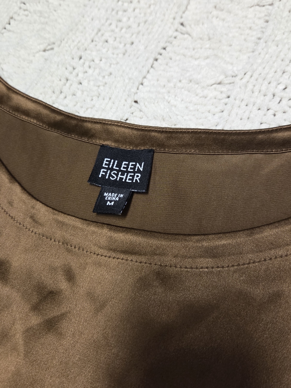 Eileen Fisher Bronze-Brown Silk Blend Scoop Neck Tank - Picture 2 of 3